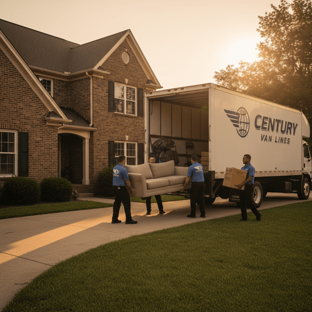 Century Van Lines crew loading furniture into moving truck