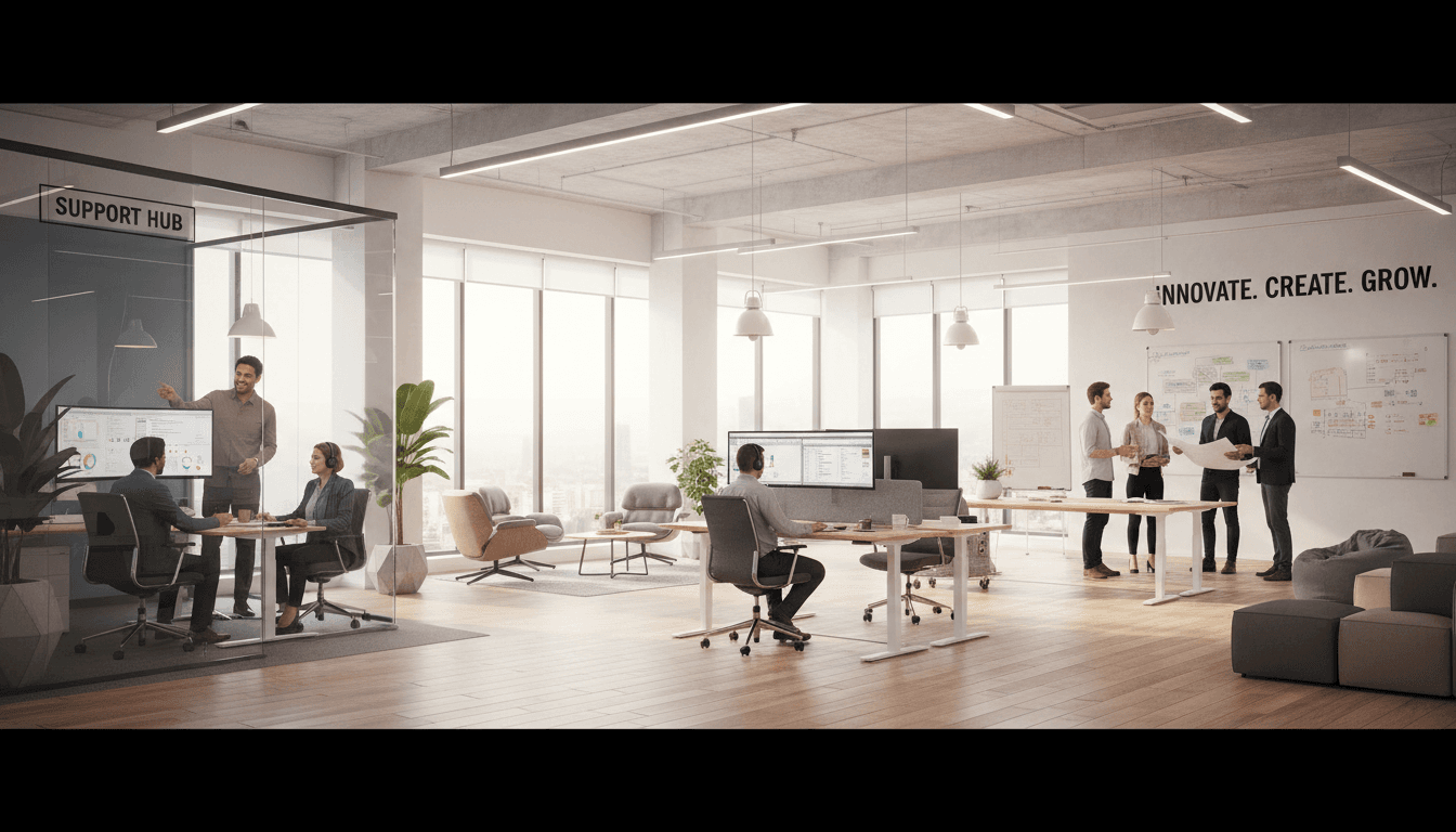 Commercial office space being relocated with coordinated moving crew