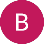 White capital letter B centered inside a solid magenta pink circular background.