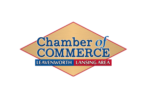 Leavenworth Lansing Area Chamber of Commerce logo on a gold diamond with red trim.